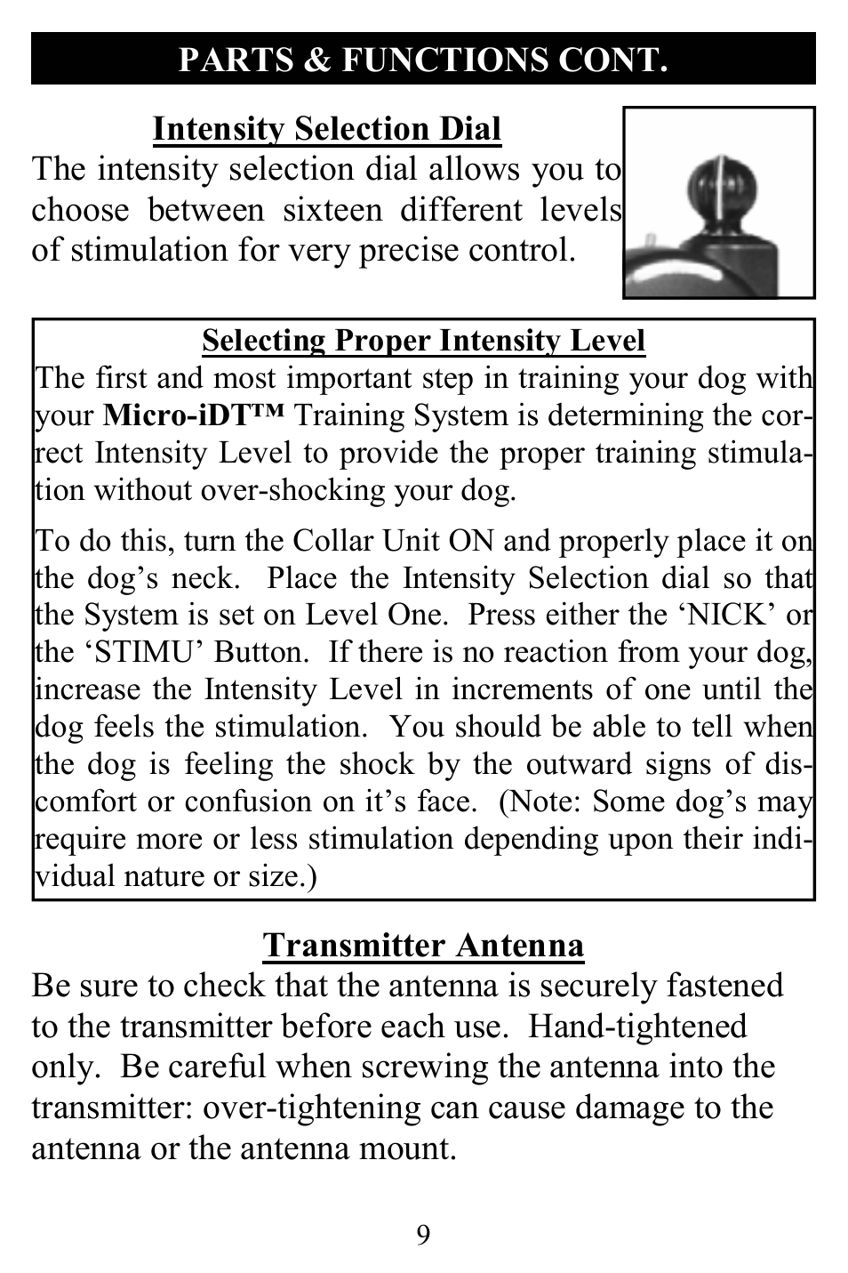 D.T. Systems Micro-iDT Z3000 (ex. serial #A12345) User Manual | Page 9 / 20