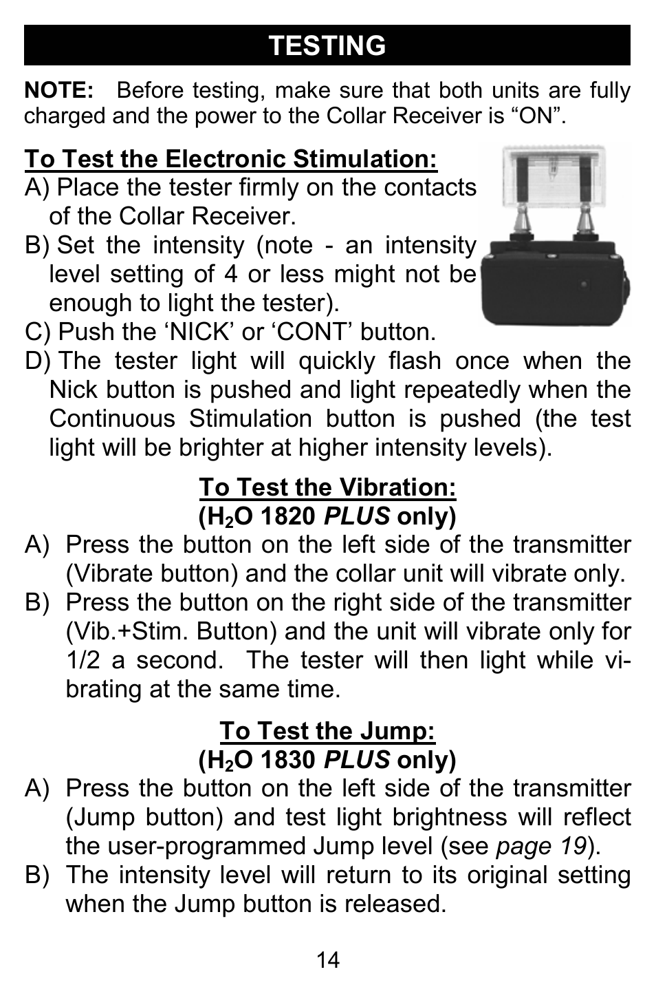 Testing | D.T. Systems H2O 1810 PLUS with SmartLED User Manual | Page 14 / 24