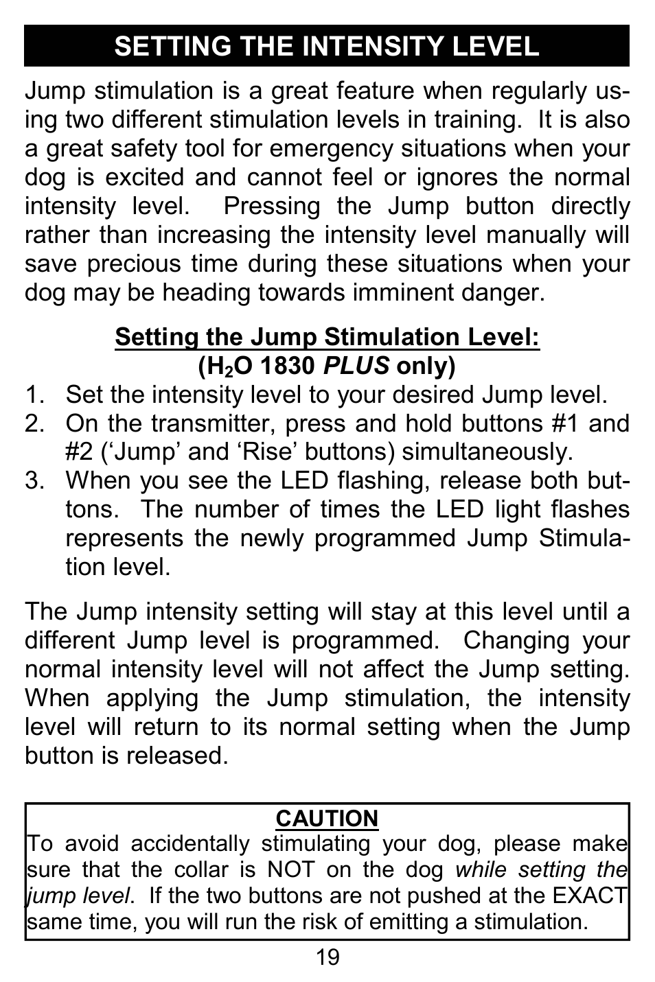Setting the intensity level | D.T. Systems H2O 1810 PLUS with SmartLED User Manual | Page 19 / 24