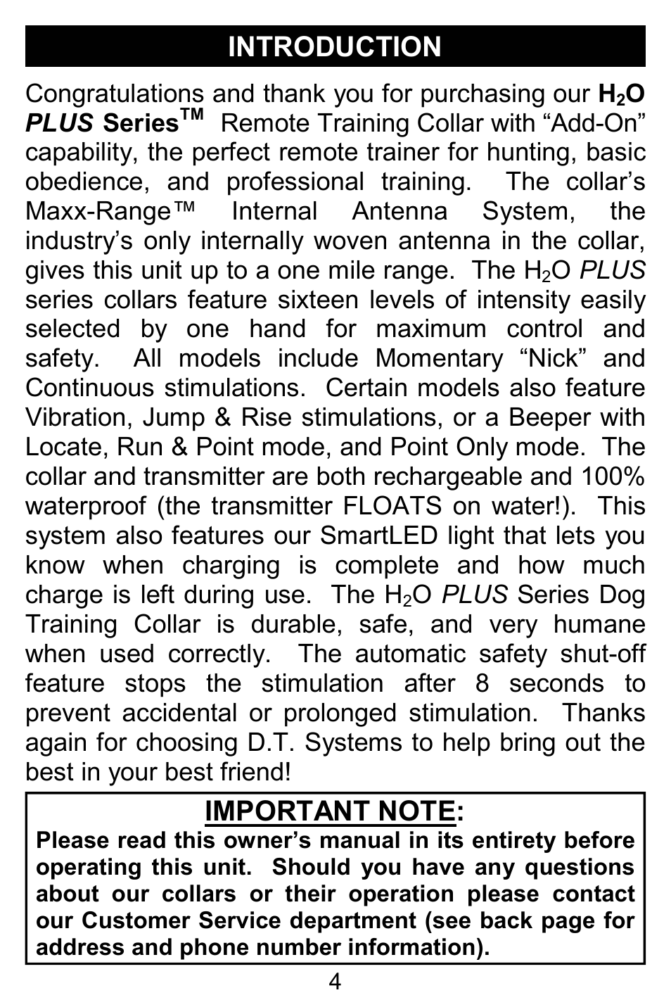 D.T. Systems H2O 1810 PLUS with SmartLED User Manual | Page 4 / 24