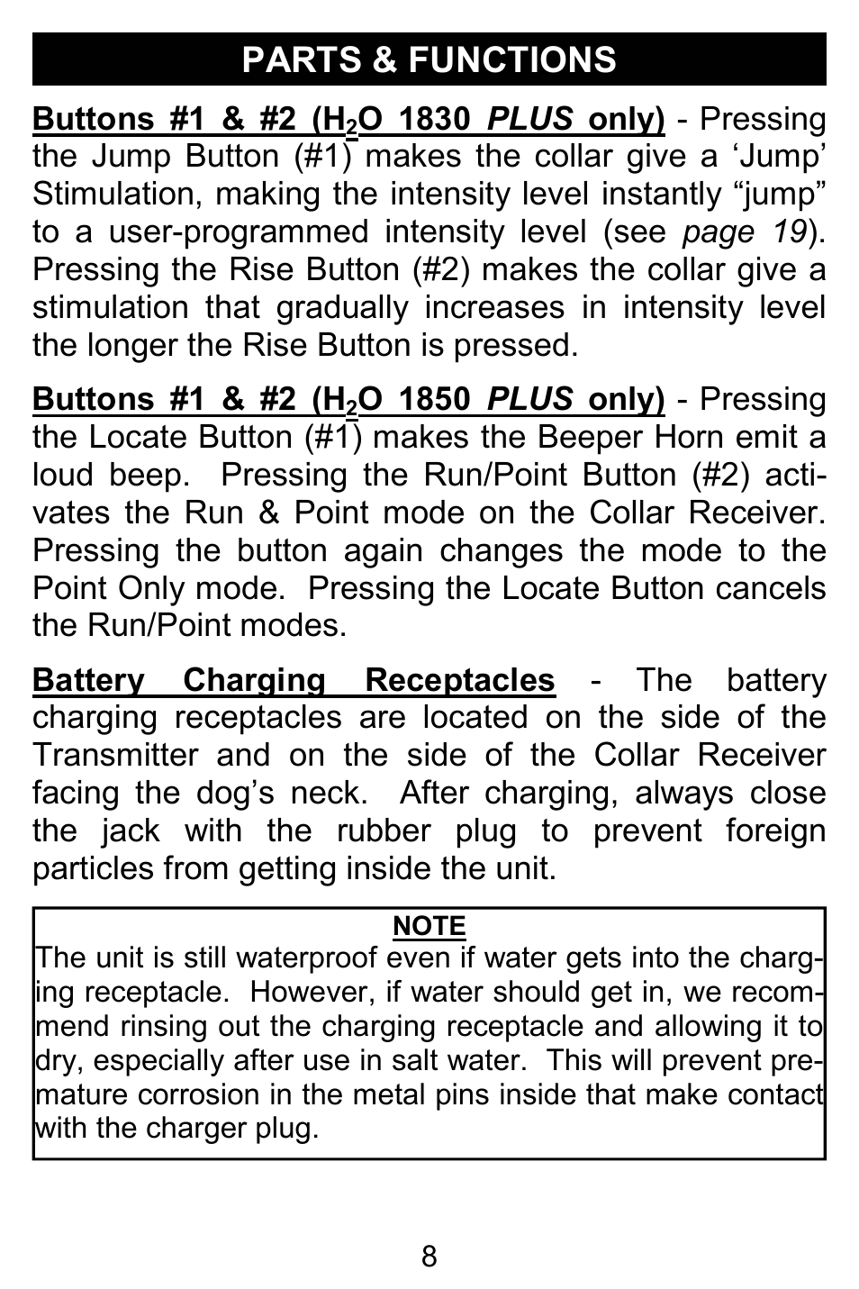 Parts & functions | D.T. Systems H2O 1810 PLUS with SmartLED User Manual | Page 8 / 24
