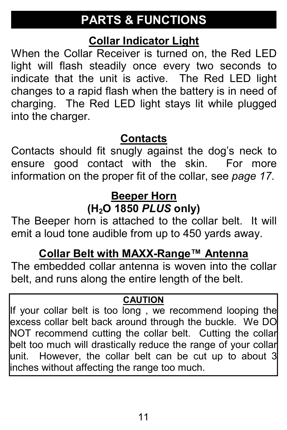 Parts & functions | D.T. Systems H2O 1810 PLUS User Manual | Page 11 / 24