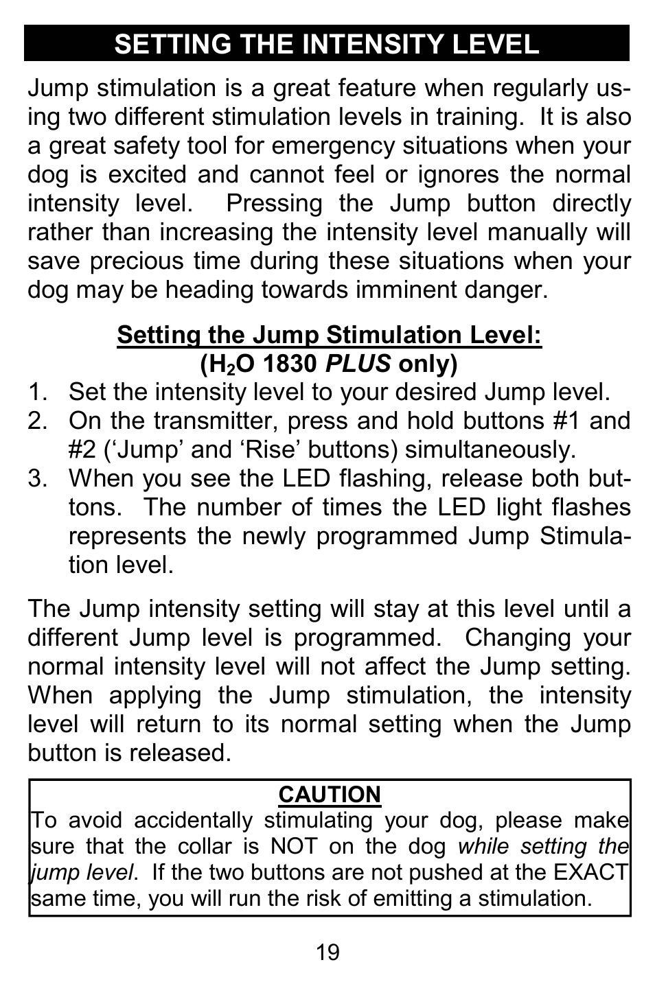 Setting the intensity level | D.T. Systems H2O 1810 PLUS User Manual | Page 19 / 24