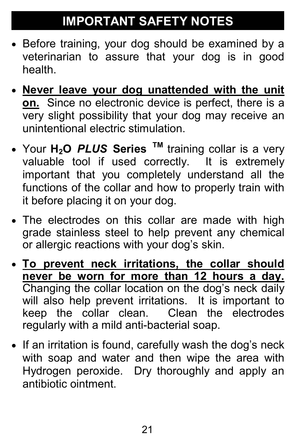 Your h, O plus series | D.T. Systems H2O 1810 PLUS User Manual | Page 21 / 24
