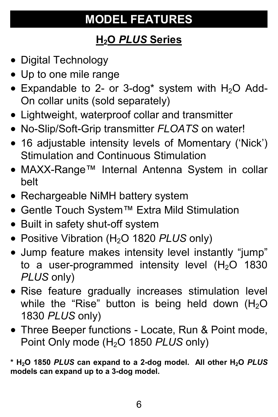 Model features | D.T. Systems H2O 1810 PLUS User Manual | Page 6 / 24