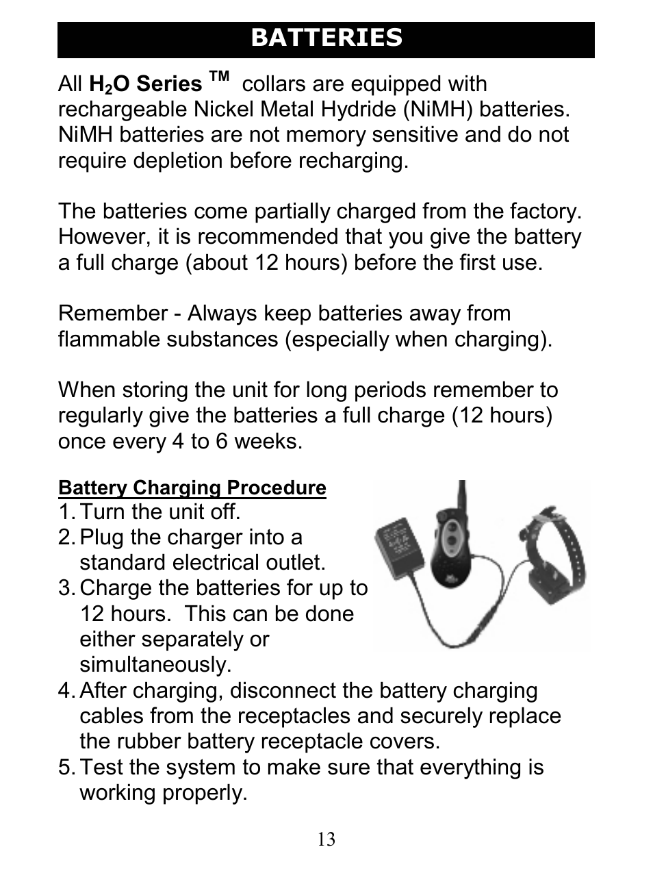 Batteries | D.T. Systems H2O 1810 User Manual | Page 13 / 24