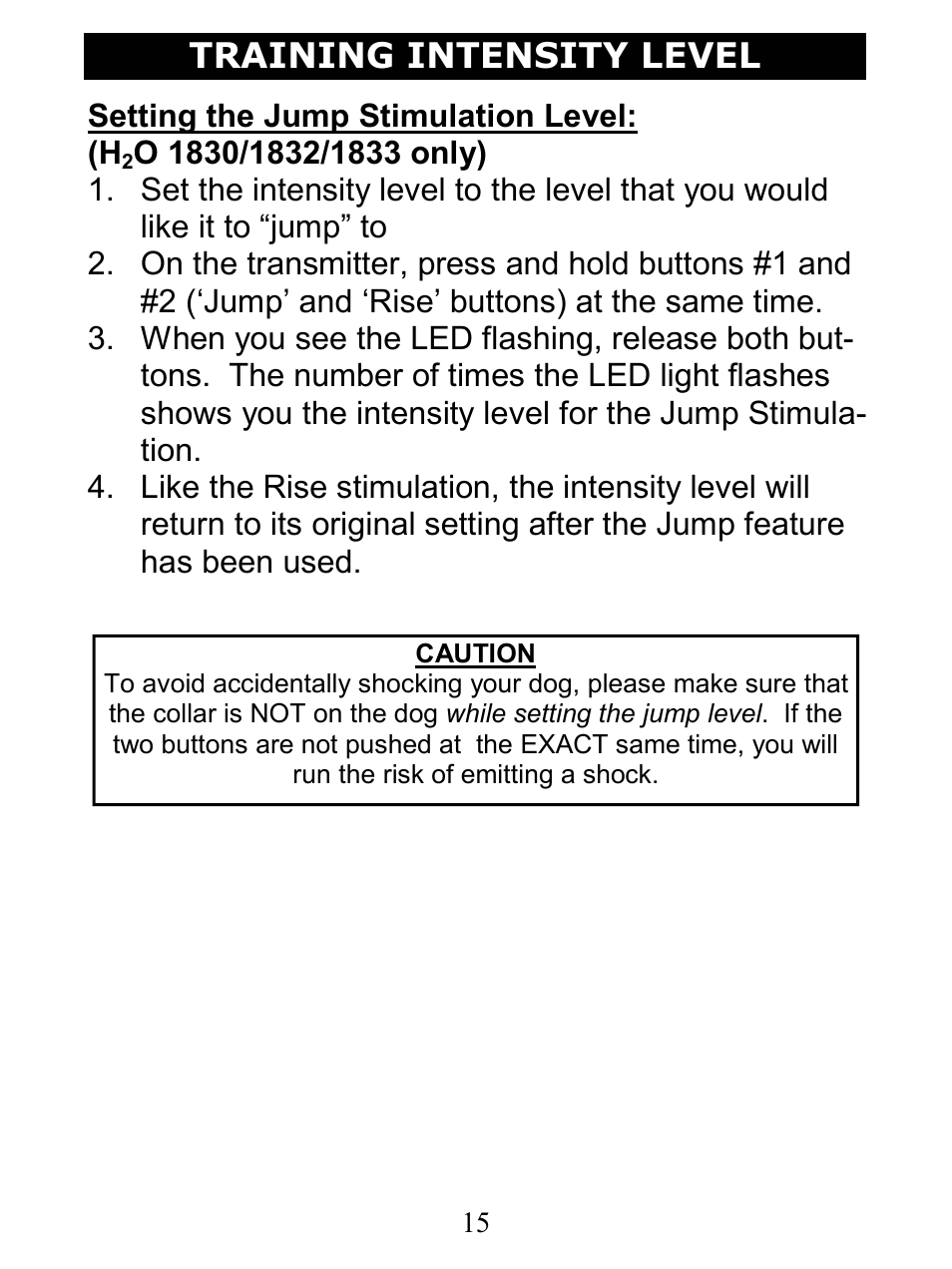 Training intensity level | D.T. Systems H2O 1810 User Manual | Page 15 / 24