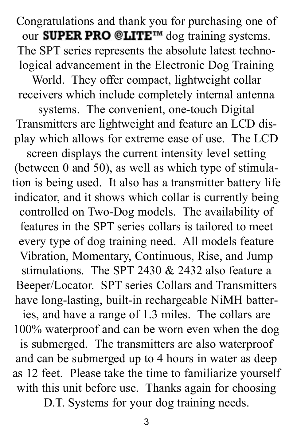 D.T. Systems SPT 2420 User Manual | Page 3 / 24
