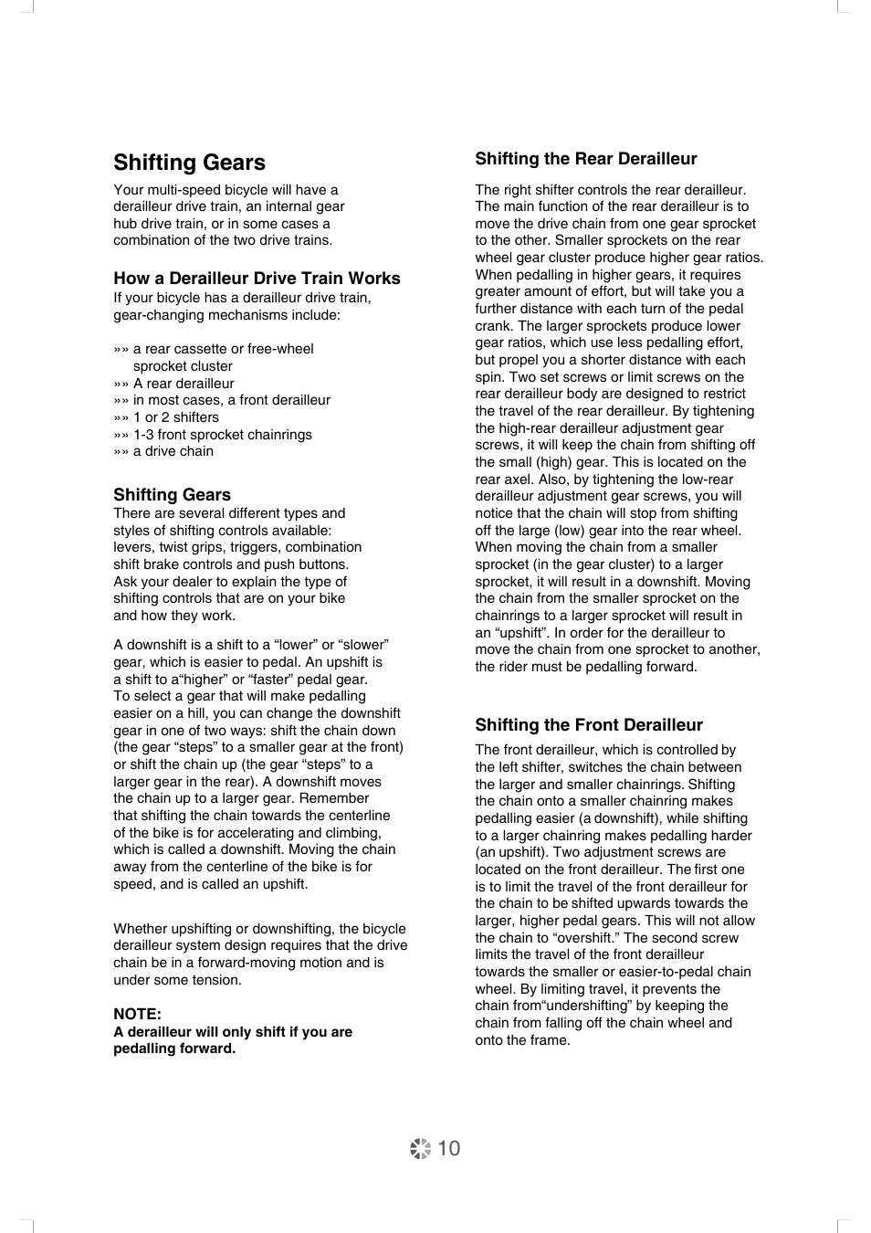 Shifting gears | DAHON Owner Manual User Manual | Page 10 / 20