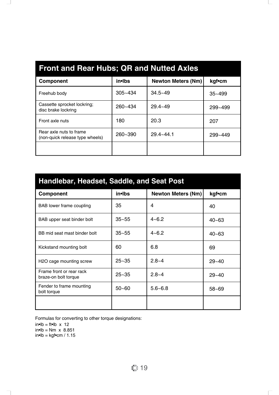 Front and rear hubs; qr and nutted axles, Handlebar, headset, saddle, and seat post | DAHON Owner Manual User Manual | Page 19 / 20