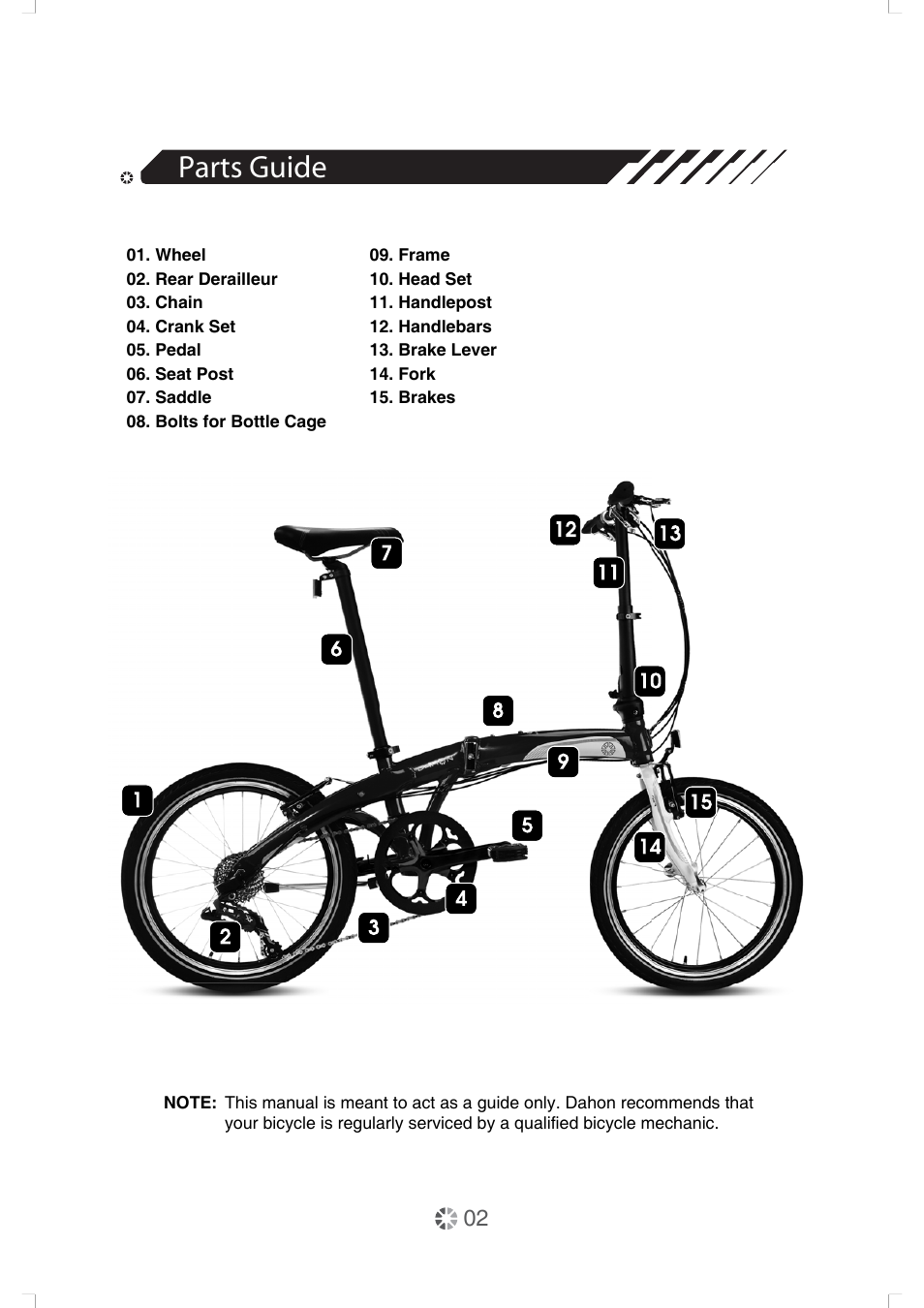 Parts guide | DAHON Owner Manual User Manual | Page 2 / 20