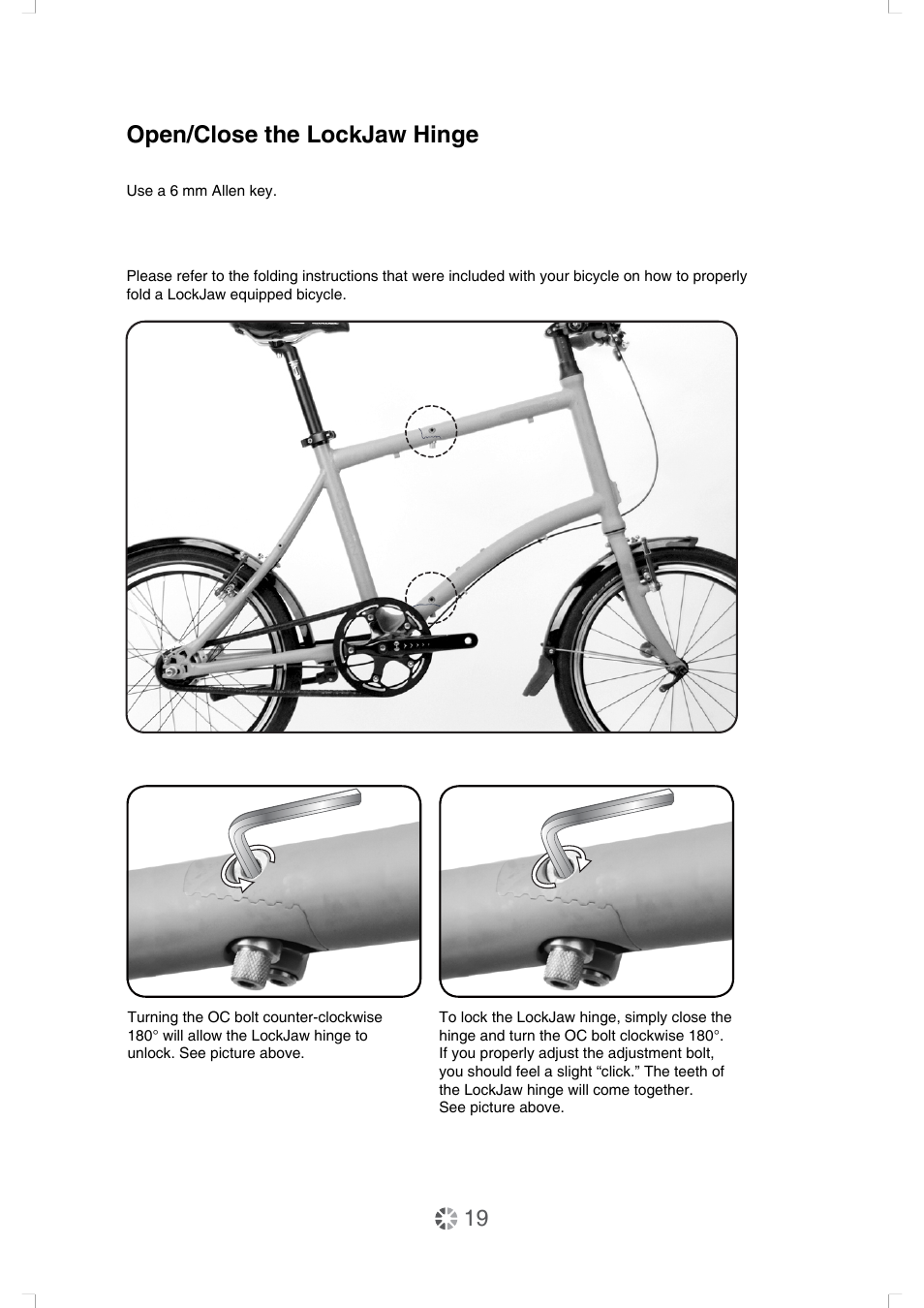 Open/close the lockjaw hinge | DAHON Service Manual User Manual | Page 19 / 28