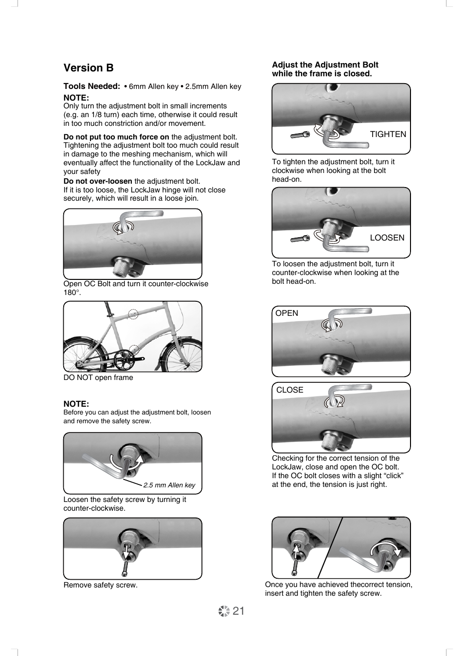 Version b | DAHON Service Manual User Manual | Page 21 / 28