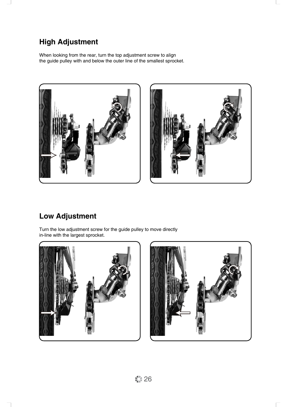 High adjustment, Low adjustment | DAHON Service Manual User Manual | Page 26 / 28