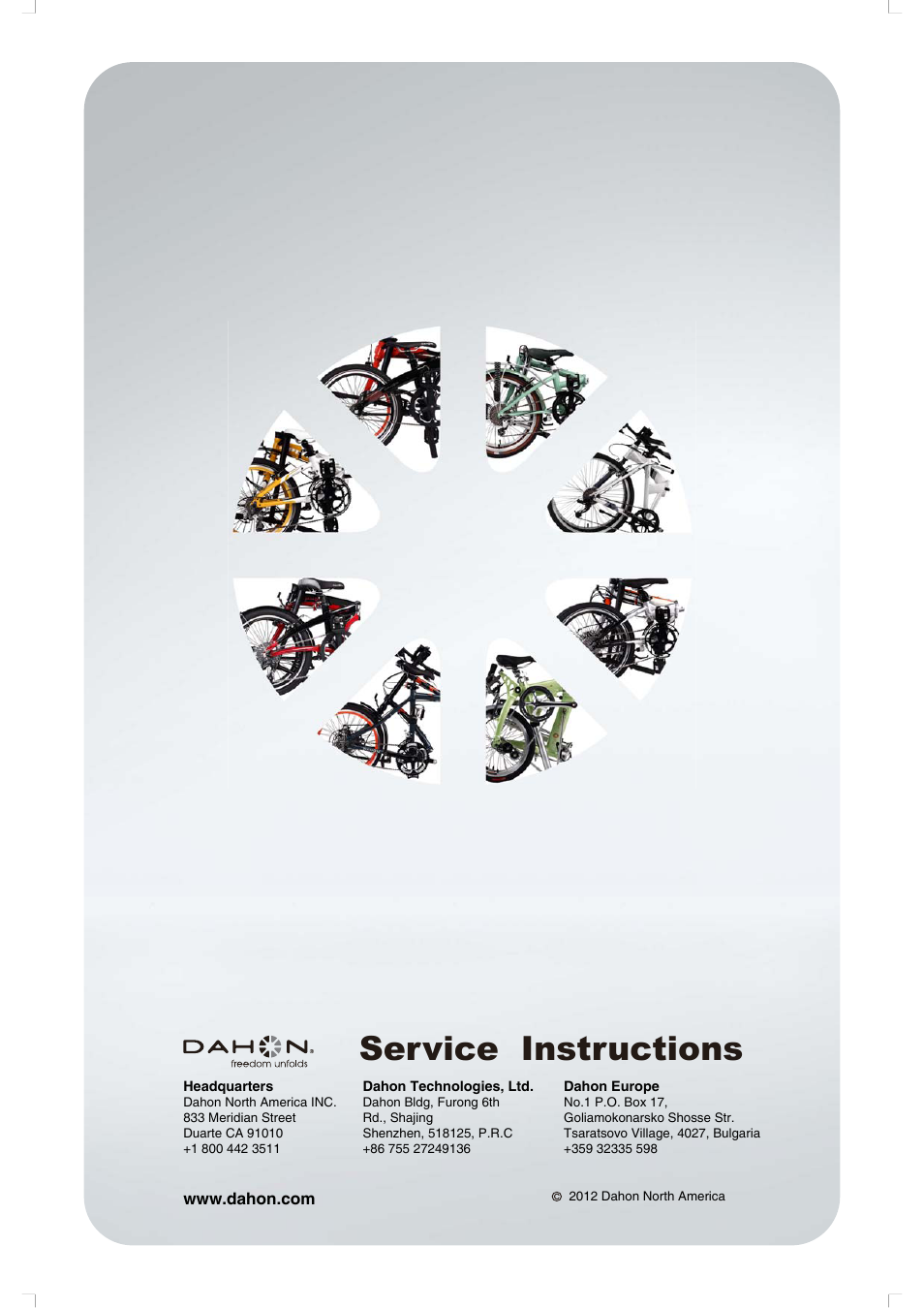 Service instructions | DAHON Service Manual User Manual | Page 28 / 28