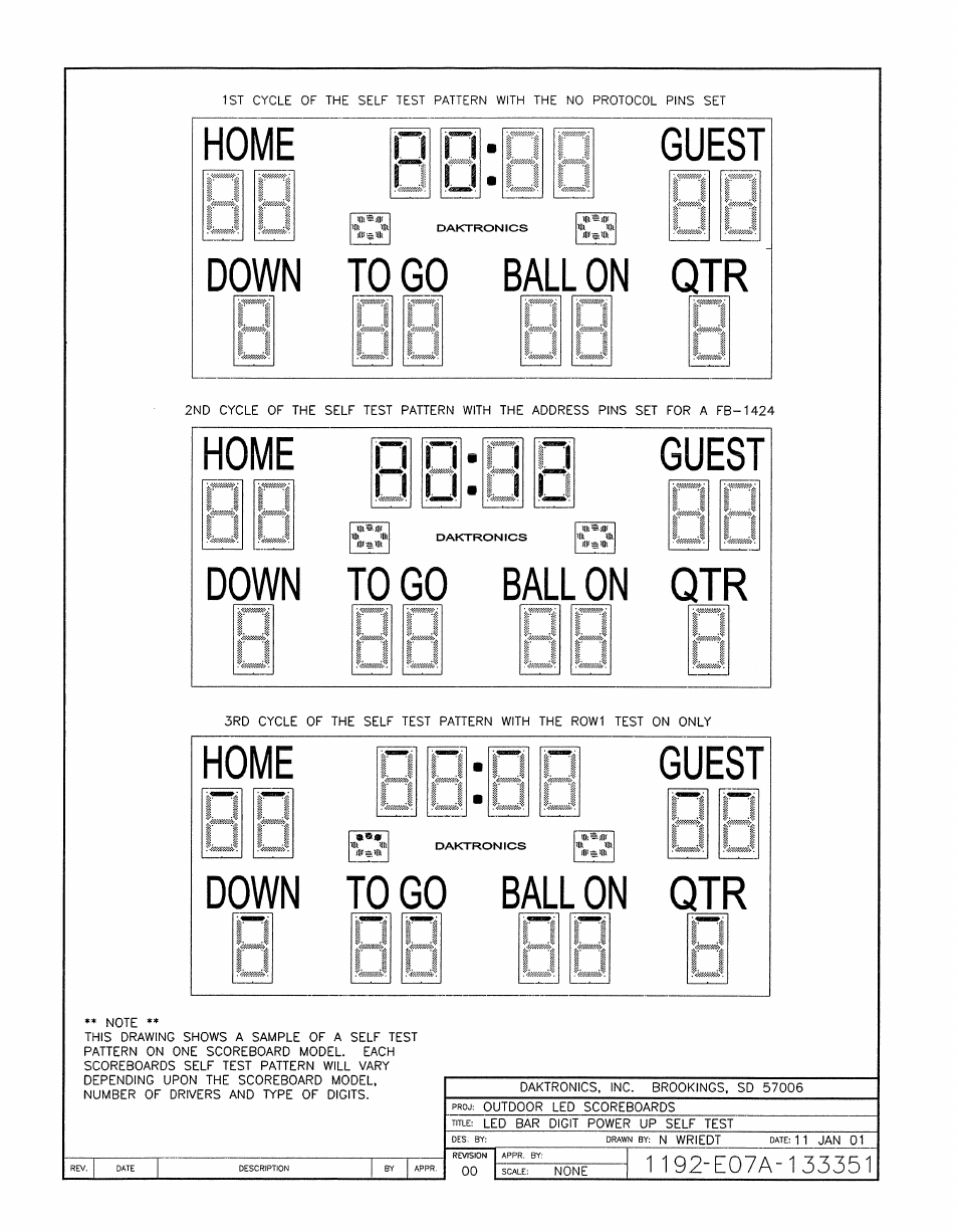 Drawing a-133351 | Daktronics BA-1518-11 Multi-Section Outdoor LED Scoreboard User Manual | Page 101 / 158