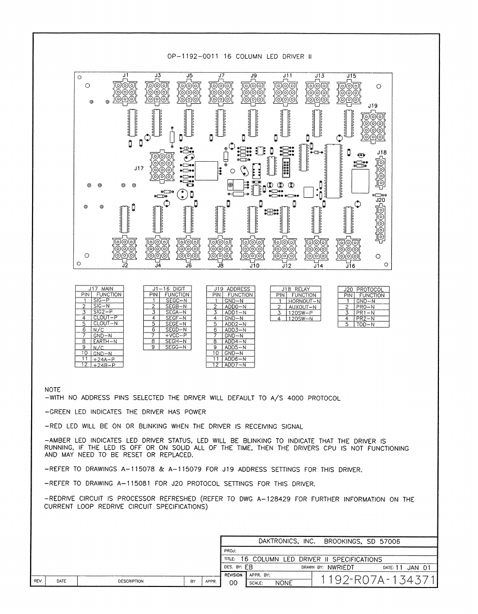 Drawing a-134371 | Daktronics BA-1518-11 Multi-Section Outdoor LED Scoreboard User Manual | Page 102 / 158