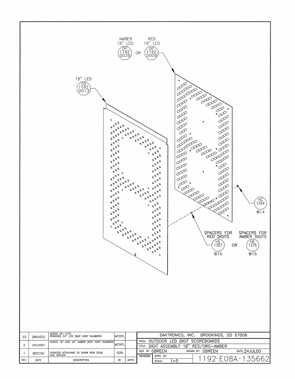 Drawing a-135662 | Daktronics BA-1518-11 Multi-Section Outdoor LED Scoreboard User Manual | Page 104 / 158