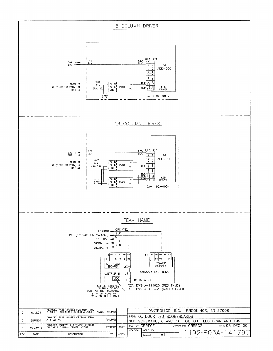 Drawing a-141797 | Daktronics BA-1518-11 Multi-Section Outdoor LED Scoreboard User Manual | Page 109 / 158