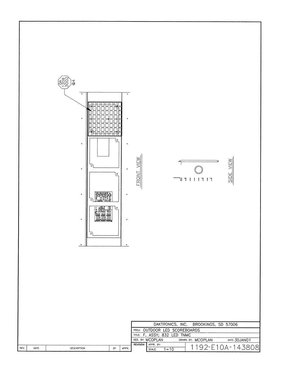 Drawing a-143808 | Daktronics BA-1518-11 Multi-Section Outdoor LED Scoreboard User Manual | Page 120 / 158