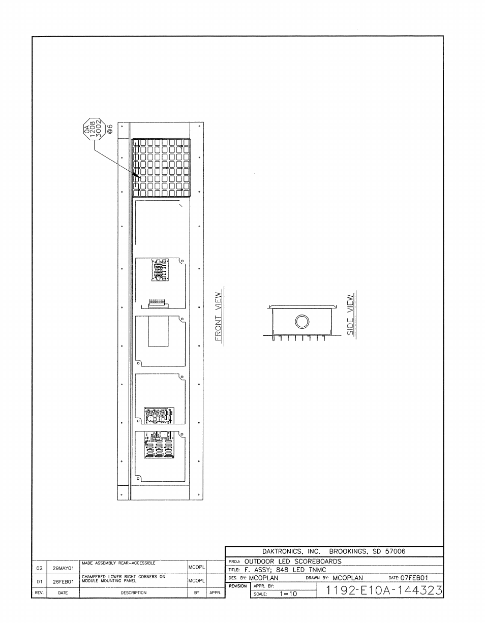 Drawing a-144323 | Daktronics BA-1518-11 Multi-Section Outdoor LED Scoreboard User Manual | Page 121 / 158