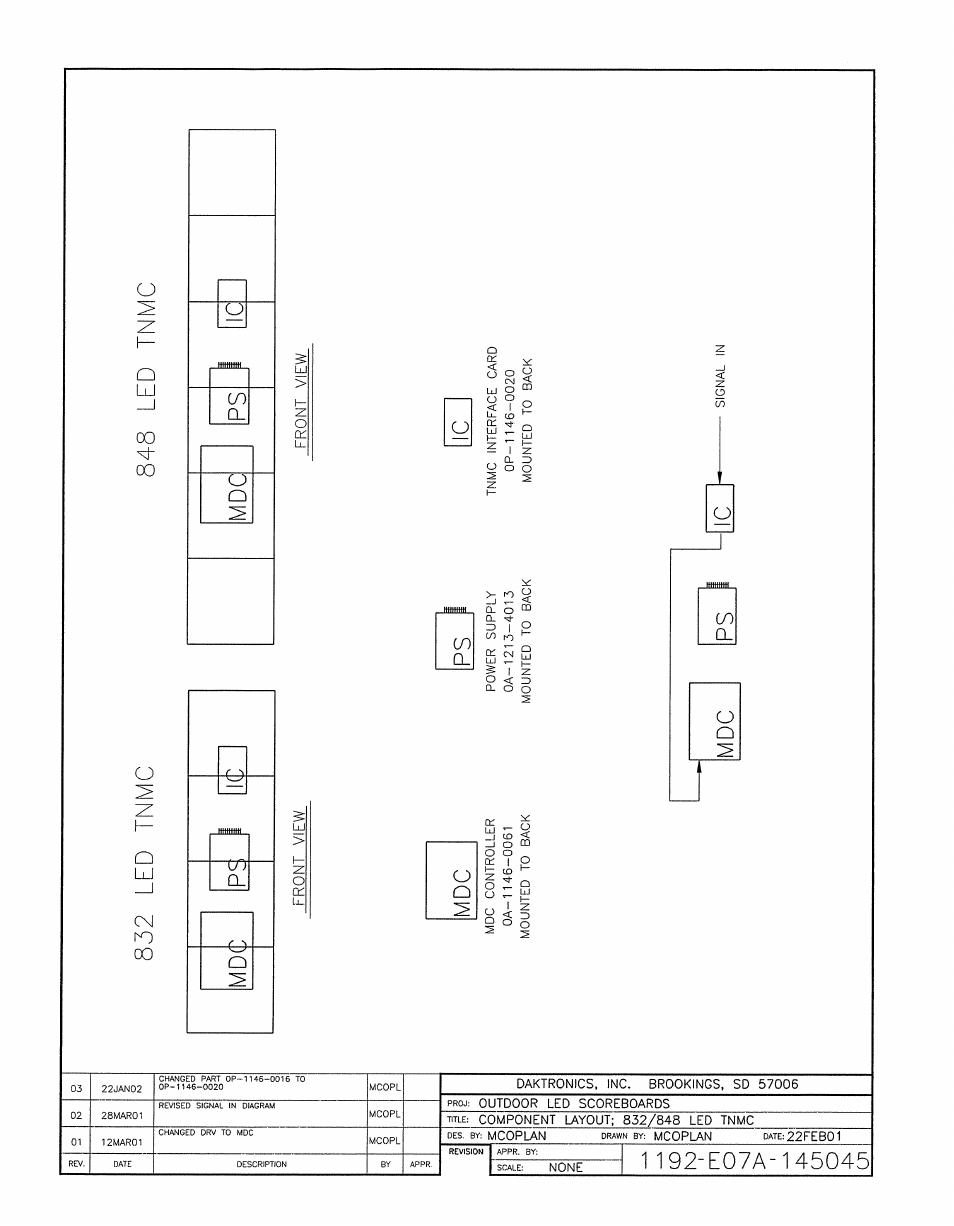 Drawing a-145045 | Daktronics BA-1518-11 Multi-Section Outdoor LED Scoreboard User Manual | Page 126 / 158
