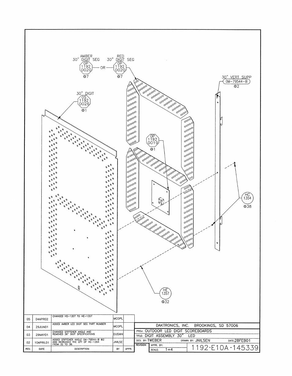Drawing a-145339 | Daktronics BA-1518-11 Multi-Section Outdoor LED Scoreboard User Manual | Page 128 / 158