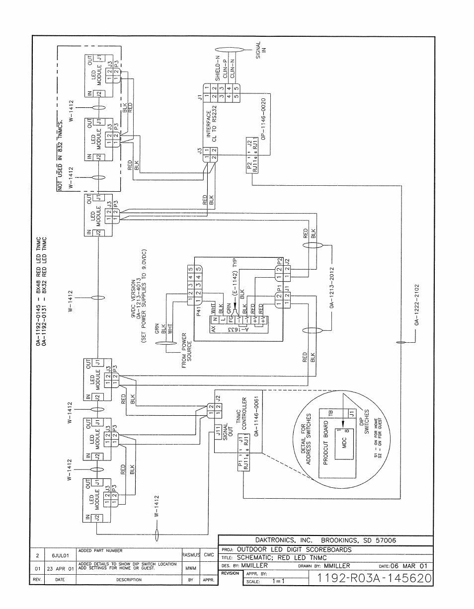 Drawing a-145620 | Daktronics BA-1518-11 Multi-Section Outdoor LED Scoreboard User Manual | Page 131 / 158