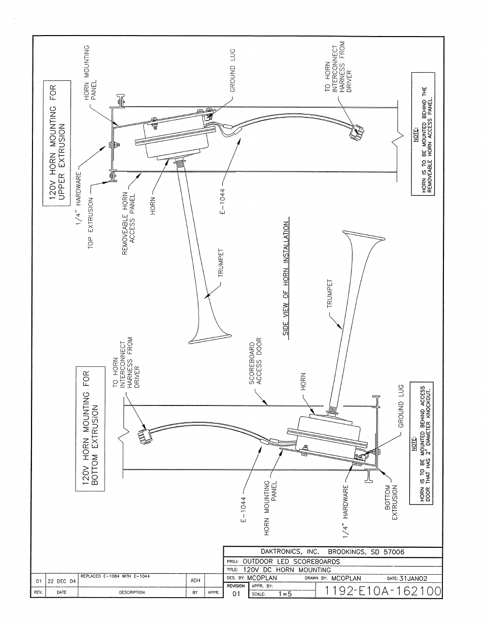 Drawing a-162100 | Daktronics BA-1518-11 Multi-Section Outdoor LED Scoreboard User Manual | Page 146 / 158