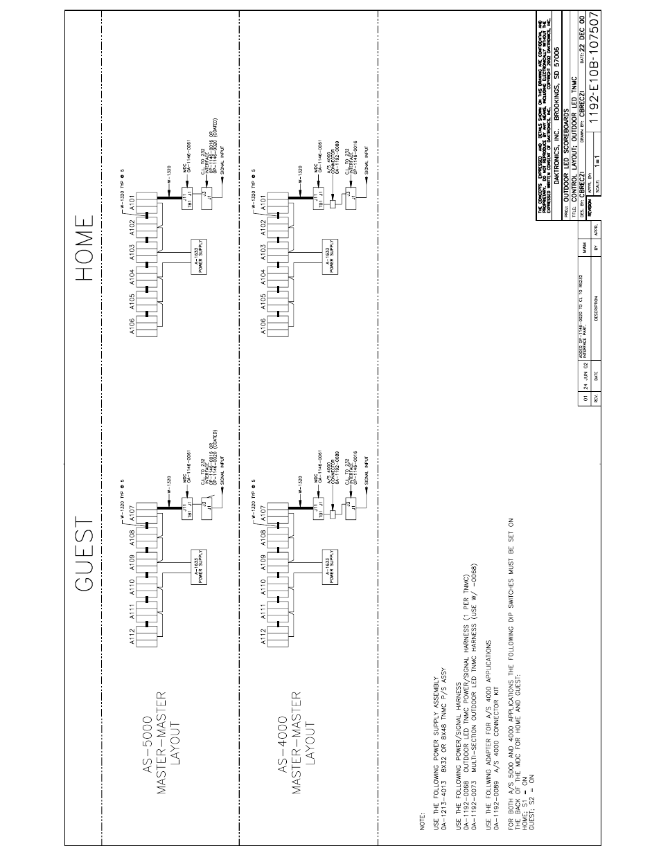 Drawing b-107507 | Daktronics BA-1518-11 Multi-Section Outdoor LED Scoreboard User Manual | Page 149 / 158