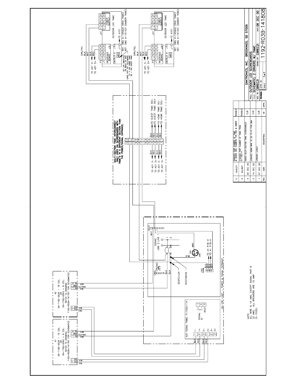 Drawing b-141808 | Daktronics BA-1518-11 Multi-Section Outdoor LED Scoreboard User Manual | Page 152 / 158