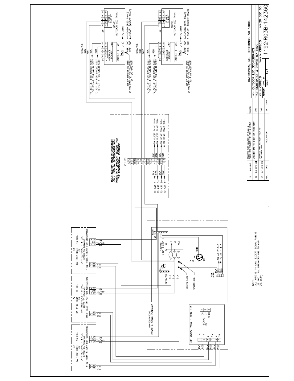 Drawing b-142360 | Daktronics BA-1518-11 Multi-Section Outdoor LED Scoreboard User Manual | Page 153 / 158