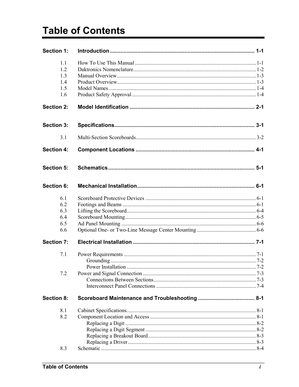 Daktronics BA-1518-11 Multi-Section Outdoor LED Scoreboard User Manual | Page 3 / 158