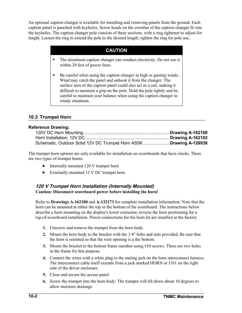 Trumpet horn, Trumpet horn -2 | Daktronics BA-1518-11 Multi-Section Outdoor LED Scoreboard User Manual | Page 60 / 158