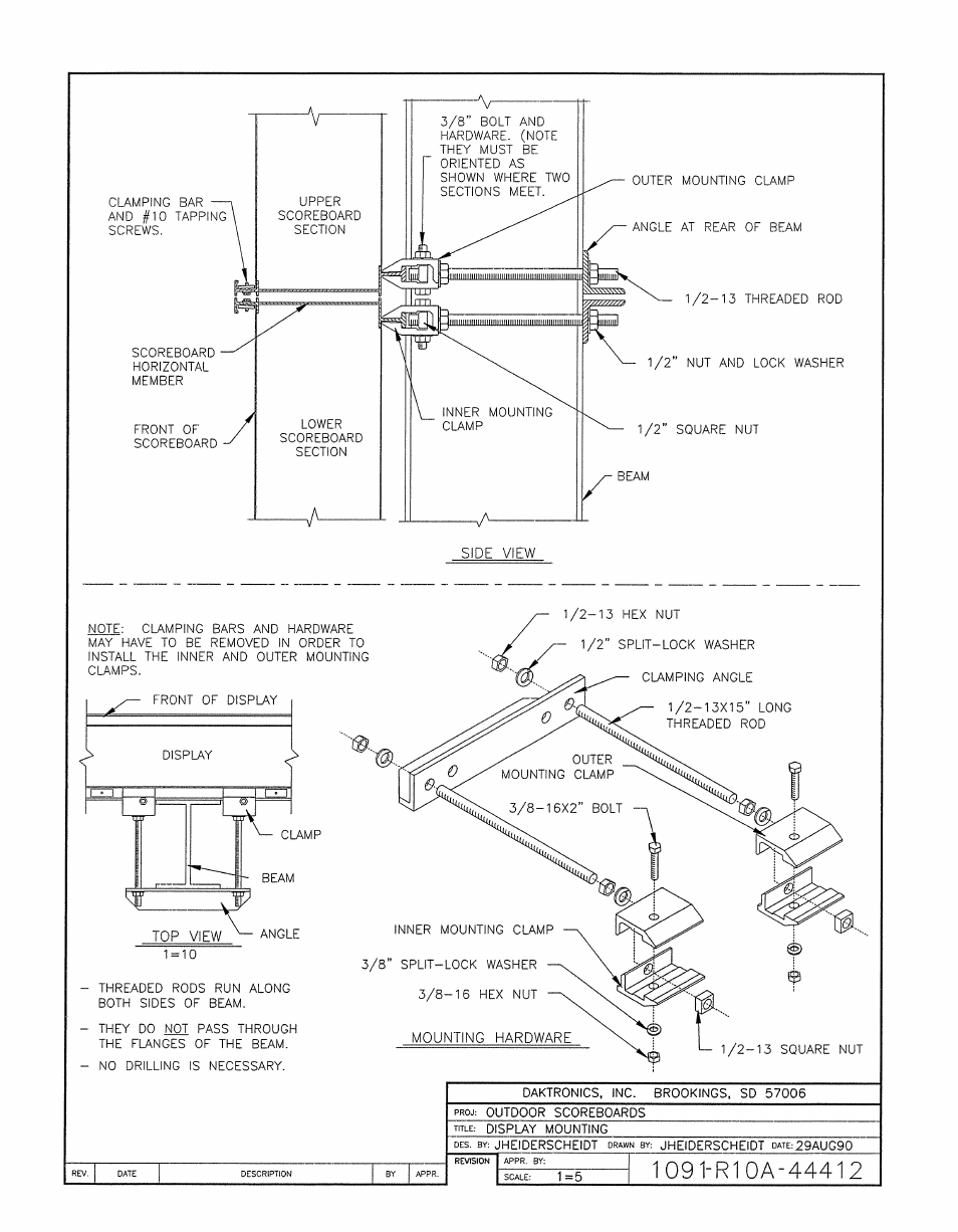 Drawing a-44412 | Daktronics BA-1518-11 Multi-Section Outdoor LED Scoreboard User Manual | Page 68 / 158