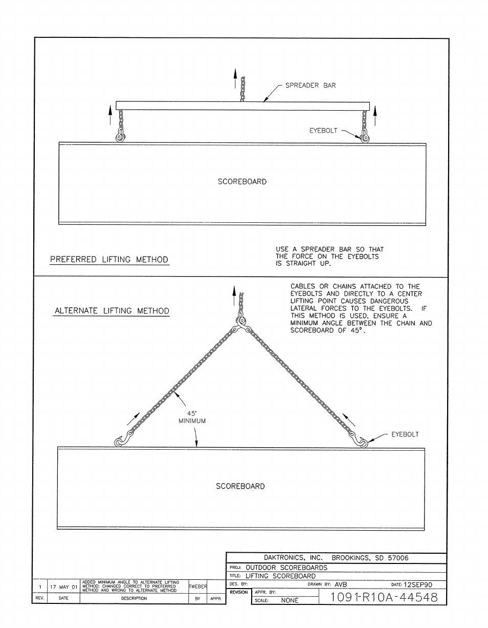 Drawing a-44548 | Daktronics BA-1518-11 Multi-Section Outdoor LED Scoreboard User Manual | Page 73 / 158