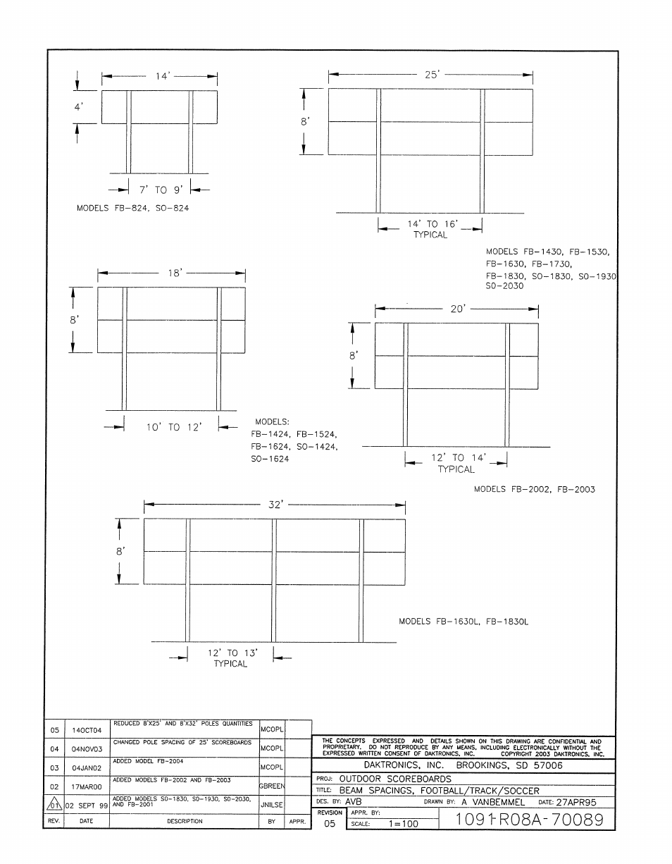 Drawing a-70089 | Daktronics BA-1518-11 Multi-Section Outdoor LED Scoreboard User Manual | Page 78 / 158