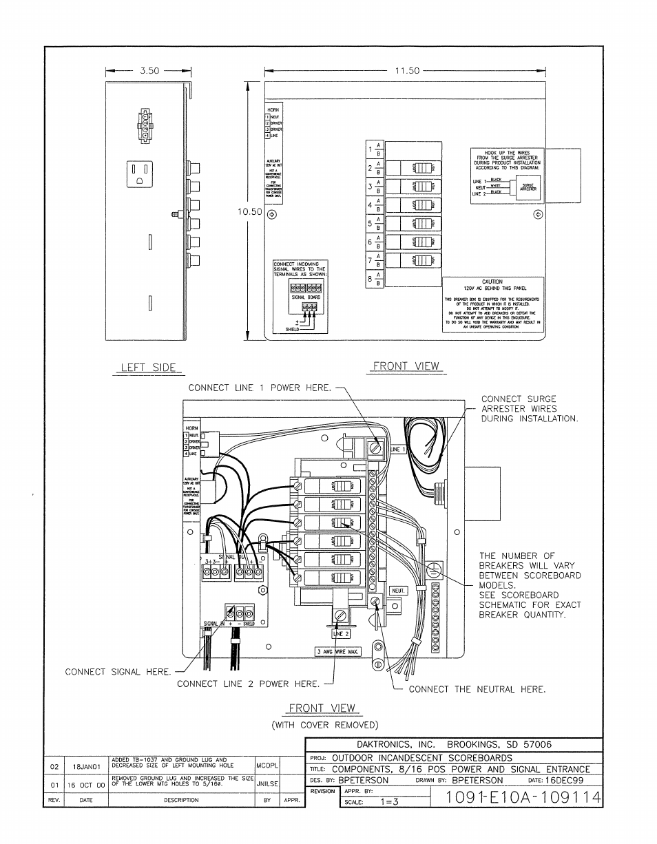 Drawing a-109114 | Daktronics BA-1518-11 Multi-Section Outdoor LED Scoreboard User Manual | Page 84 / 158