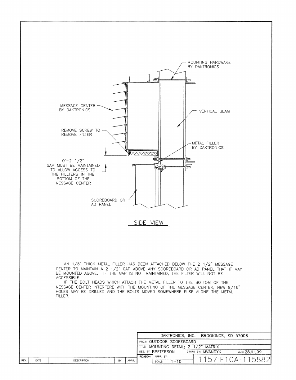 Drawing a-115882 | Daktronics BA-1518-11 Multi-Section Outdoor LED Scoreboard User Manual | Page 86 / 158