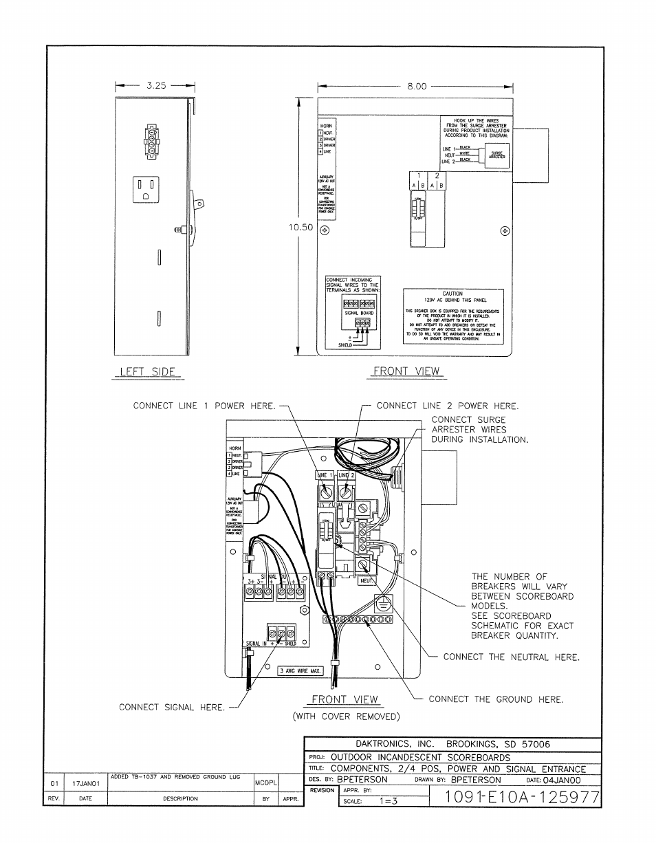 Drawing a-125977 | Daktronics BA-1518-11 Multi-Section Outdoor LED Scoreboard User Manual | Page 88 / 158