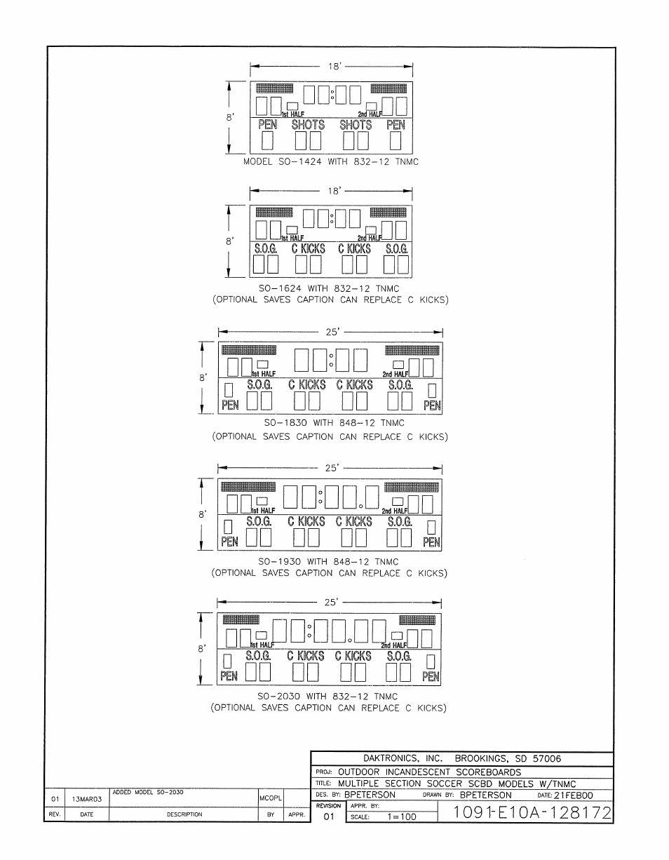 Drawing a-128172 | Daktronics BA-1518-11 Multi-Section Outdoor LED Scoreboard User Manual | Page 94 / 158