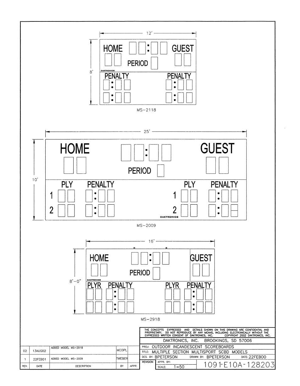 Drawing a-128203 | Daktronics BA-1518-11 Multi-Section Outdoor LED Scoreboard User Manual | Page 95 / 158