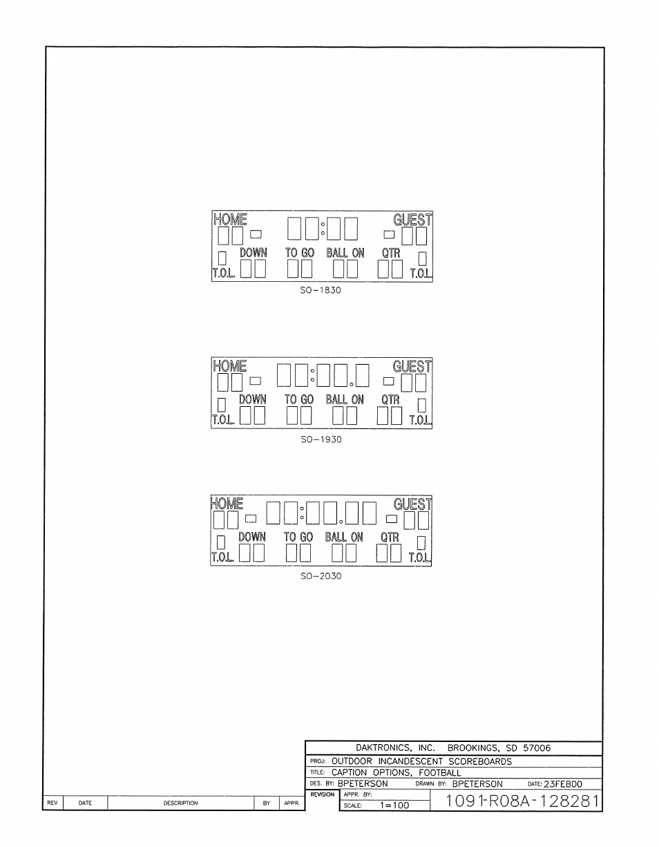 Drawing a-128281 | Daktronics BA-1518-11 Multi-Section Outdoor LED Scoreboard User Manual | Page 97 / 158