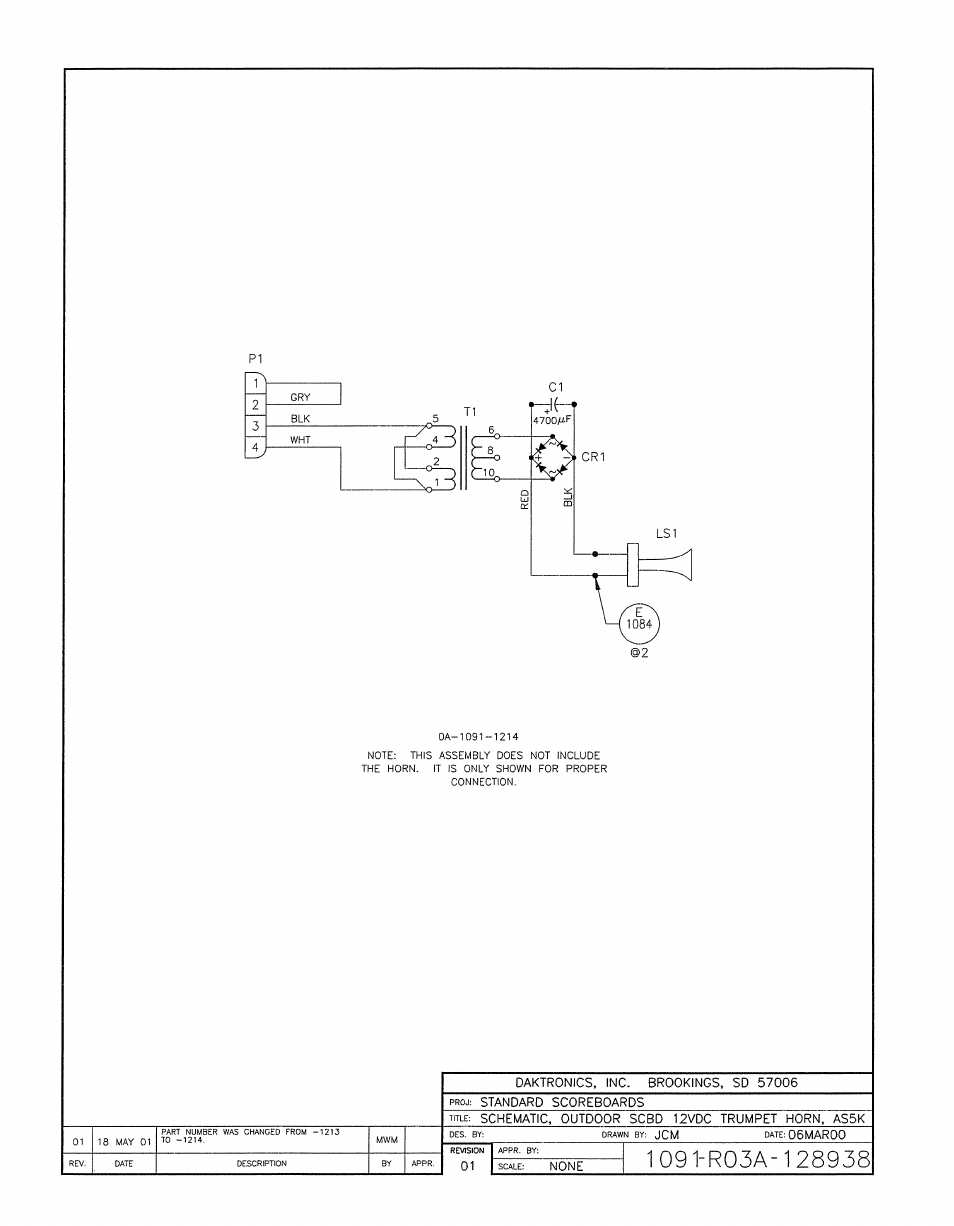 Drawing a-128938 | Daktronics BA-1518-11 Multi-Section Outdoor LED Scoreboard User Manual | Page 98 / 158