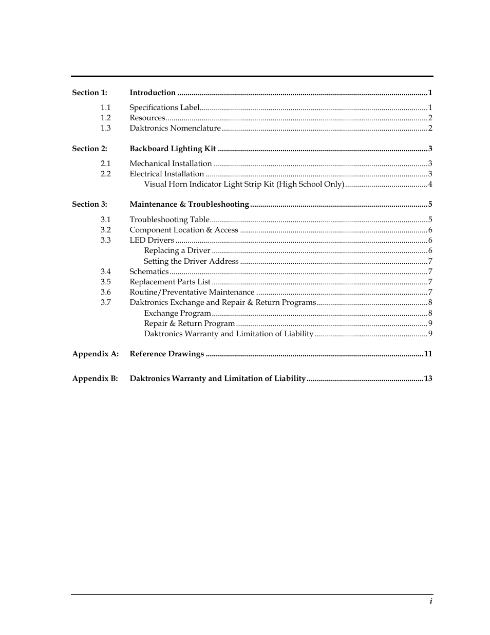 Daktronics BB-2135 Backboard LED Light Strip User Manual | Page 5 / 36