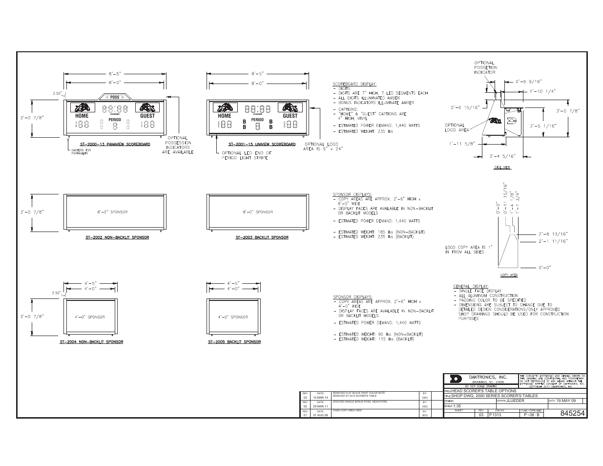 Home, Guest | Daktronics ST-2002 Backlit & Non-Backlit Scorer’s Tables User Manual | Page 20 / 24