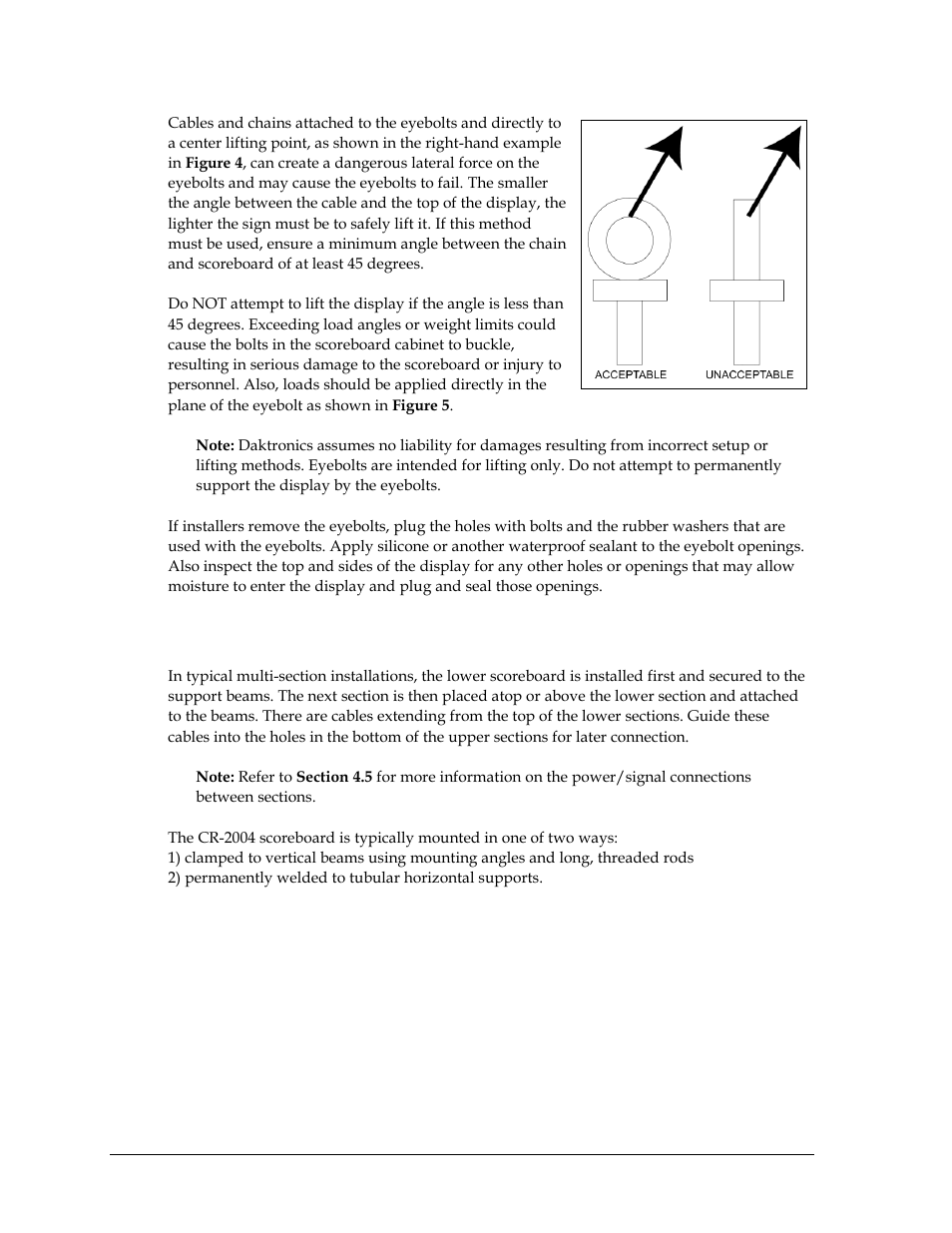 3 scoreboard mounting, Scoreboard mounting | Daktronics CR-2004 Multi-Section Cricket Scoreboard User Manual | Page 14 / 90
