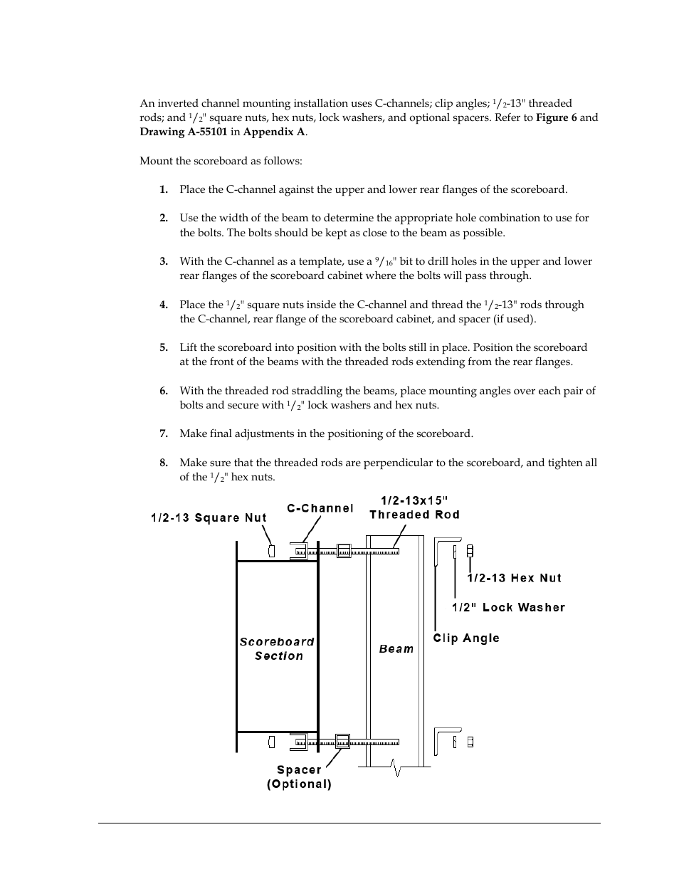 Clamping to verticals | Daktronics CR-2004 Multi-Section Cricket Scoreboard User Manual | Page 15 / 90