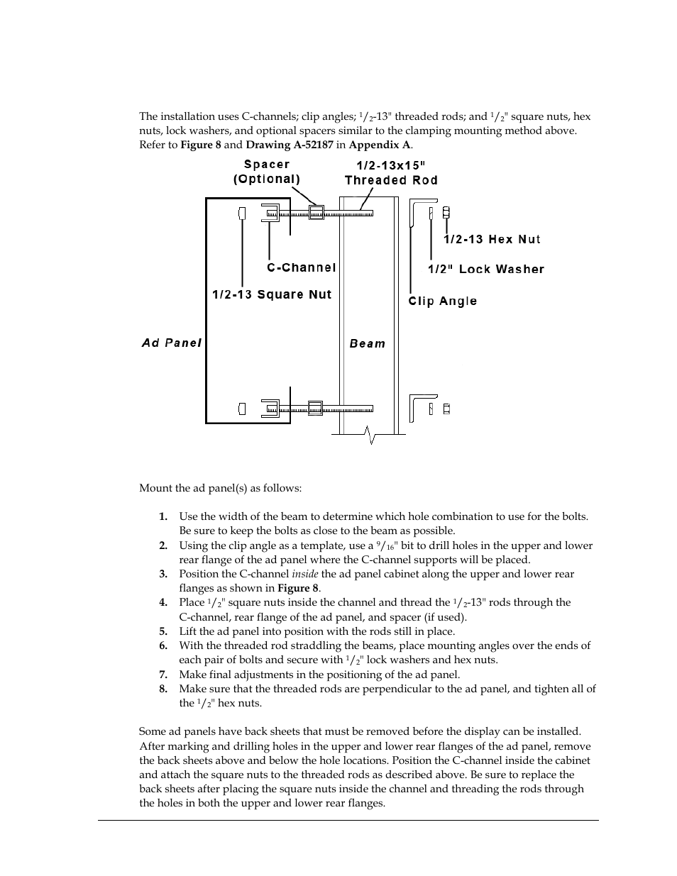 4 ad panel mounting, Ad panel mounting | Daktronics CR-2004 Multi-Section Cricket Scoreboard User Manual | Page 17 / 90