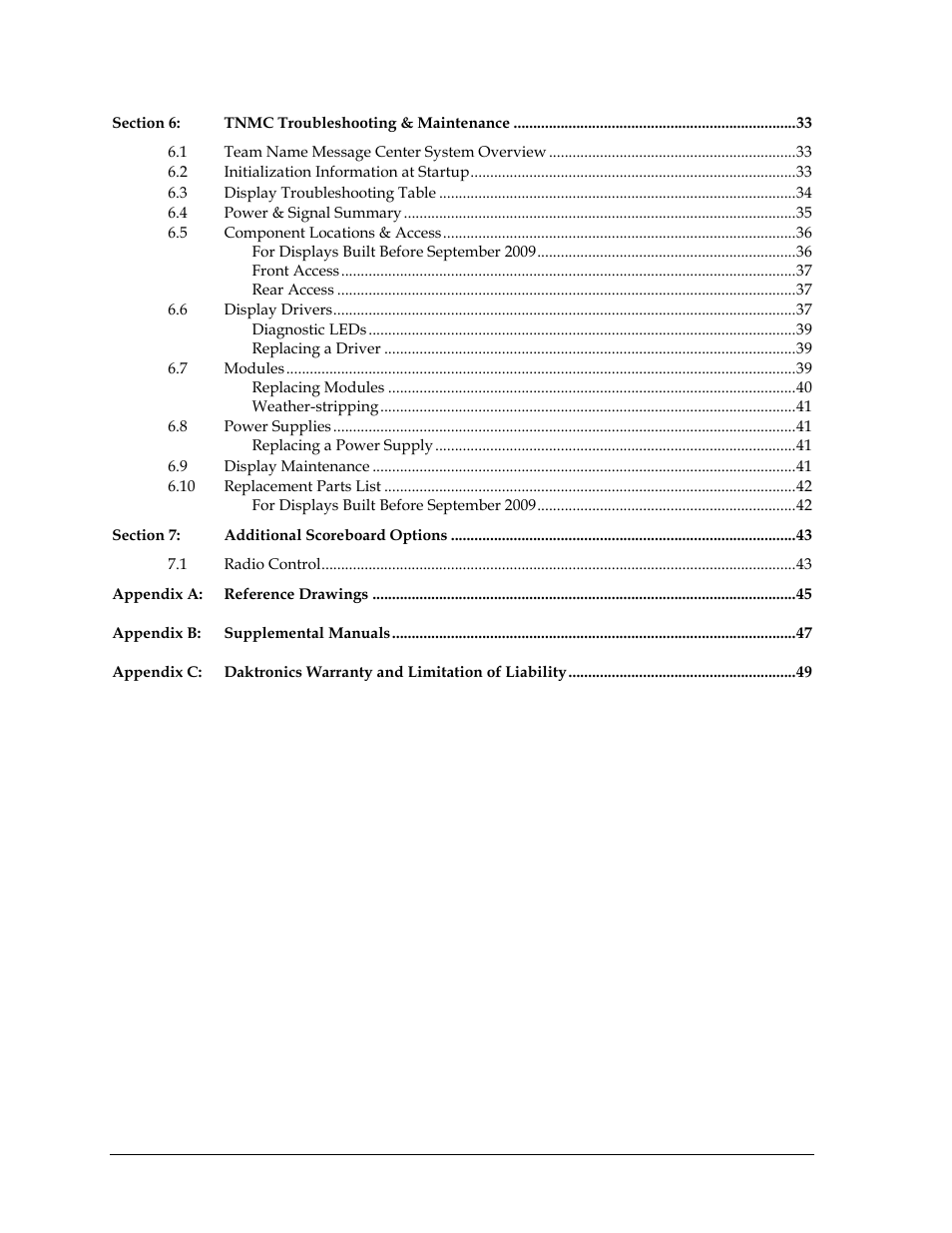 Daktronics CR-2004 Multi-Section Cricket Scoreboard User Manual | Page 6 / 90